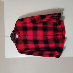 Girls Red and Black Button Down Shirt